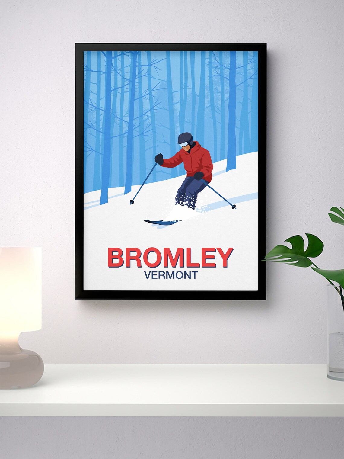 Bromley Ski Resort Vintage Travel Poster - Image 3