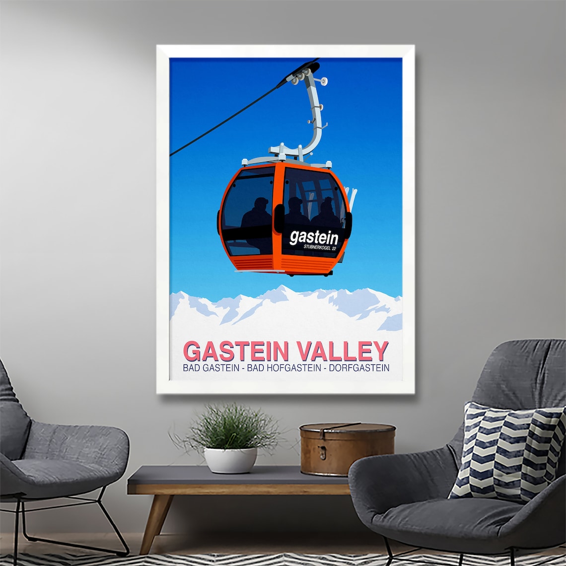Gastein Valley Ski Poster, Alpine Travel Art Print - Image 2