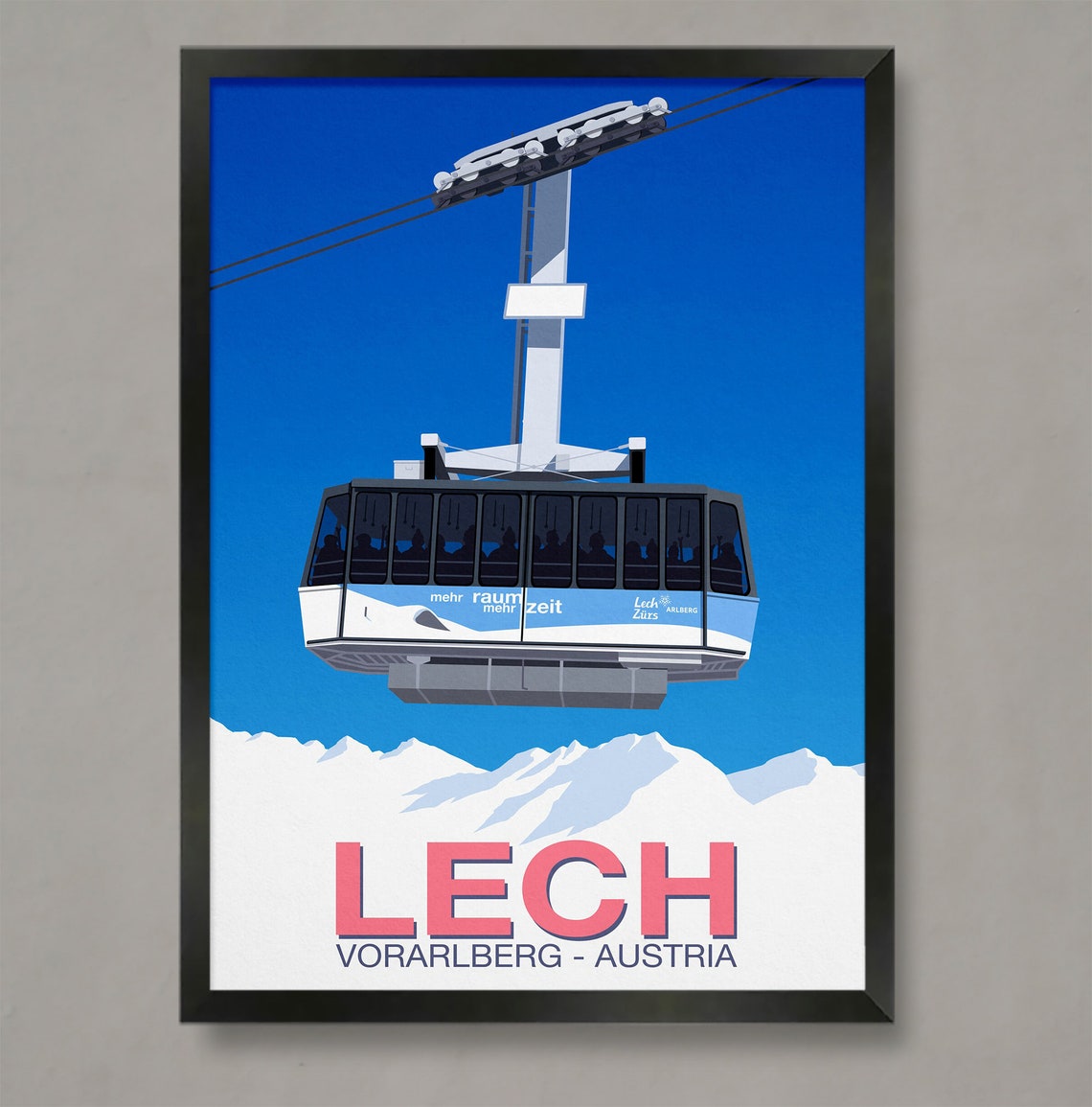 Lech Vorarlberg Austria Cable Car Mehr Raum Zeit Retro Ski Poster