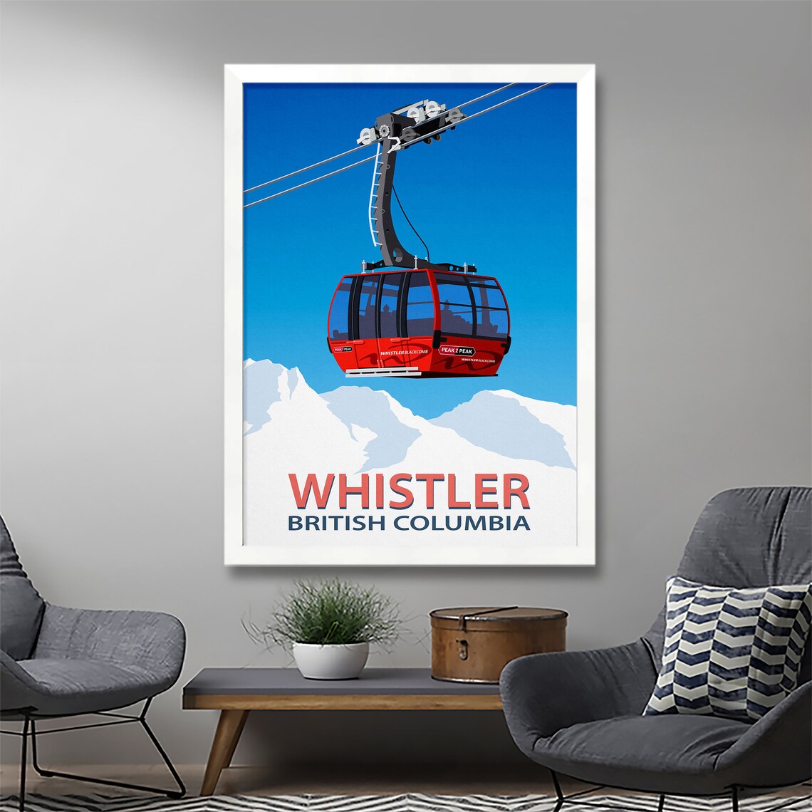Whistler Ski Resort Travel Poster, Ski Print - Image 2