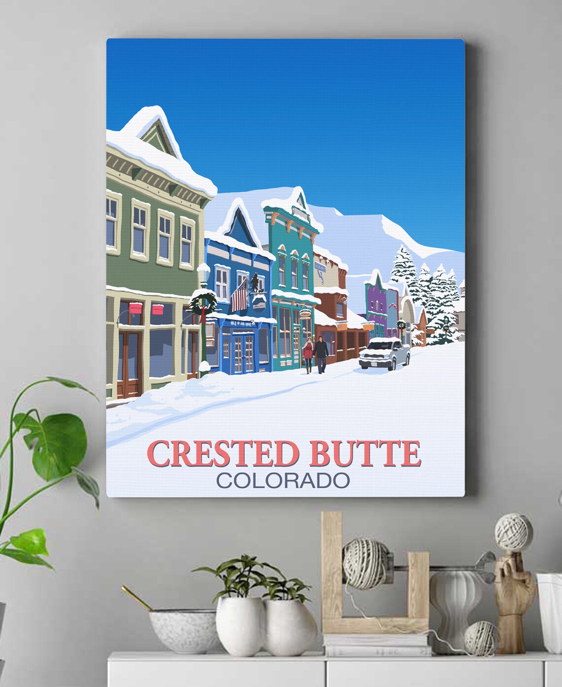 Crested Butte Colorado Snowy Main Street Victorian Town Winter Poster