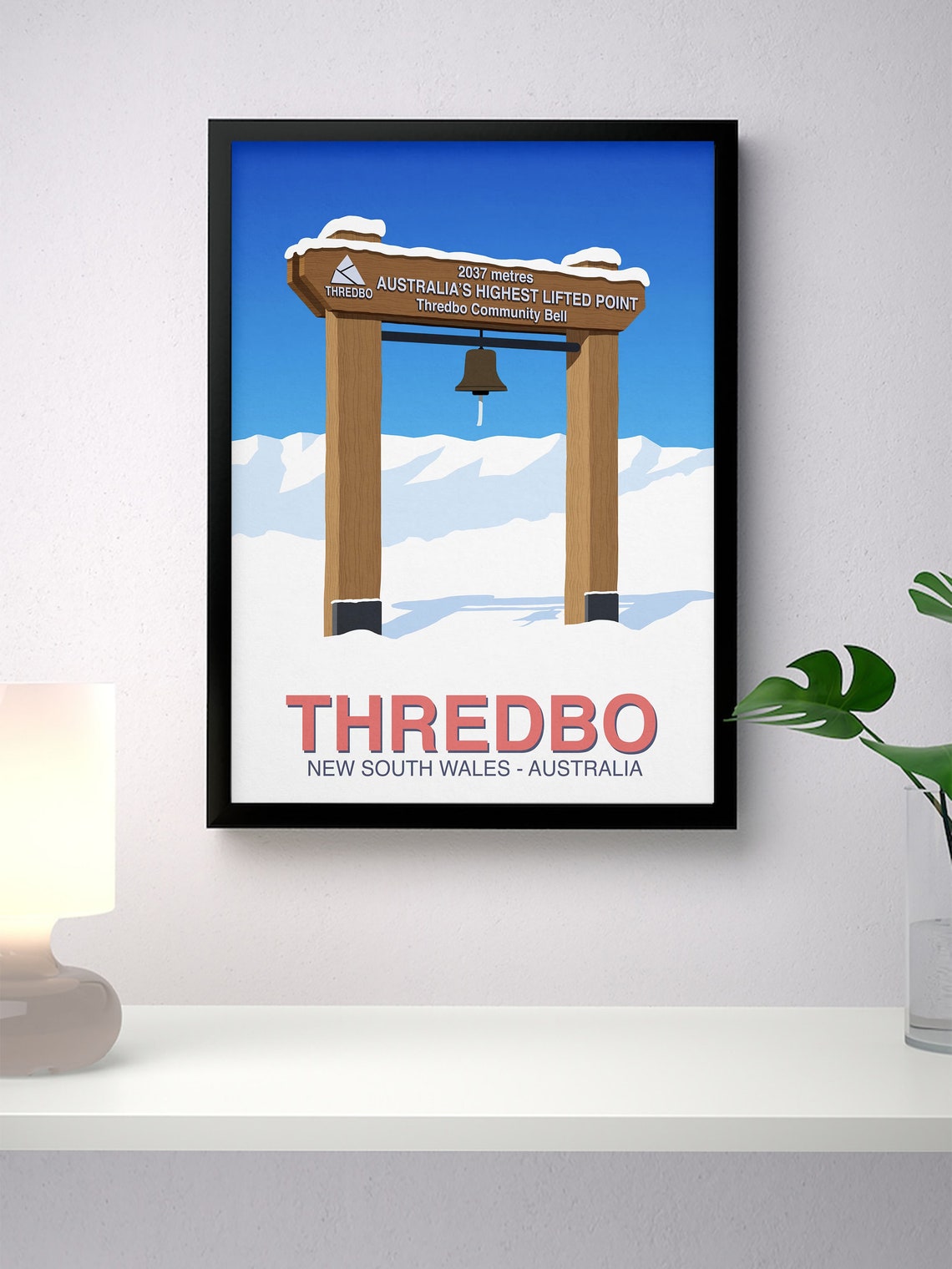 Thredbo Australia Highest Lifted Point Bell Retro Ski Art Poster - Image 4