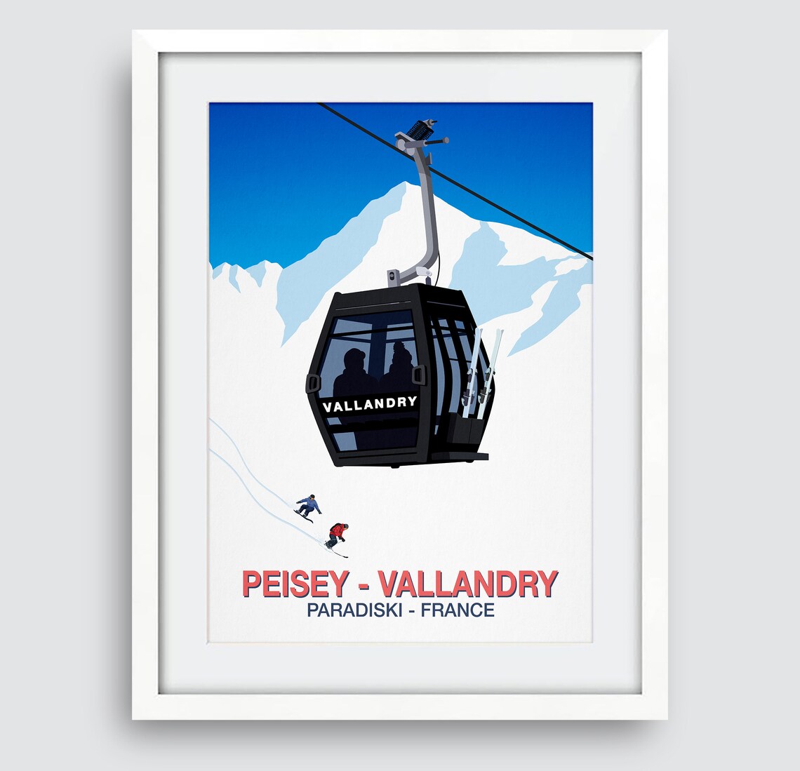 Peisey Vallandry Paradiski France Gondola Alpine Ski Travel Poster - Image 4