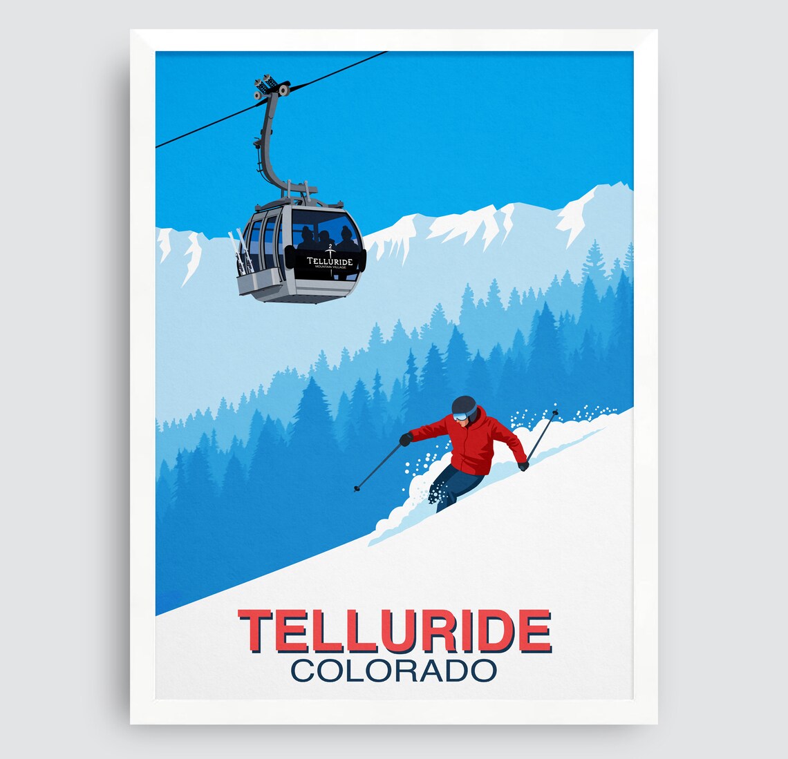 Telluride Powder Skier Ski Resort Travel Poster - Image 4