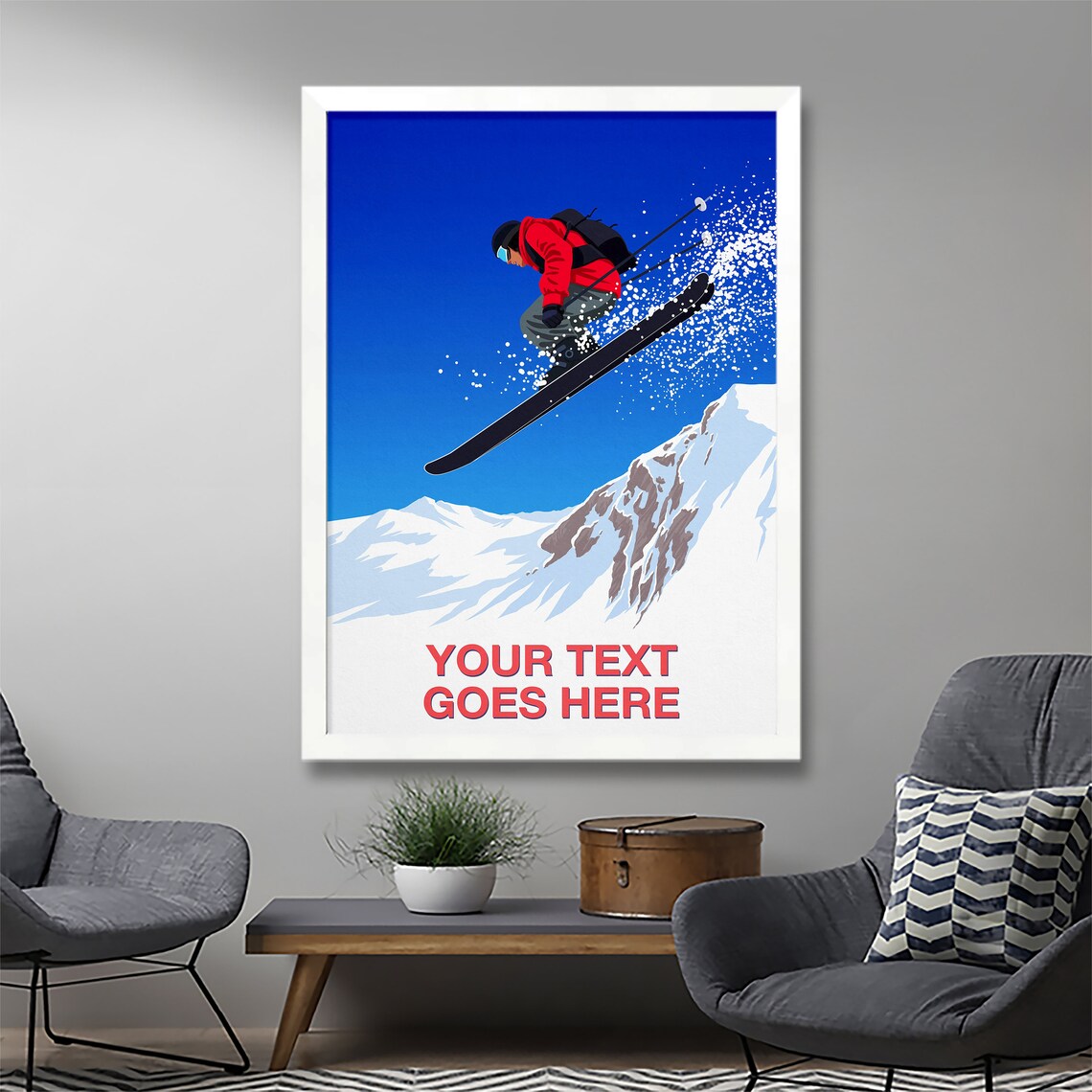 Personalised Ski Gift Skier Art Poster - Image 3