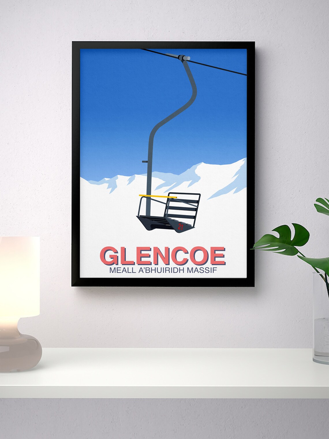 Glencoe Ski Resort Travel Poster, Ski Print - Image 4