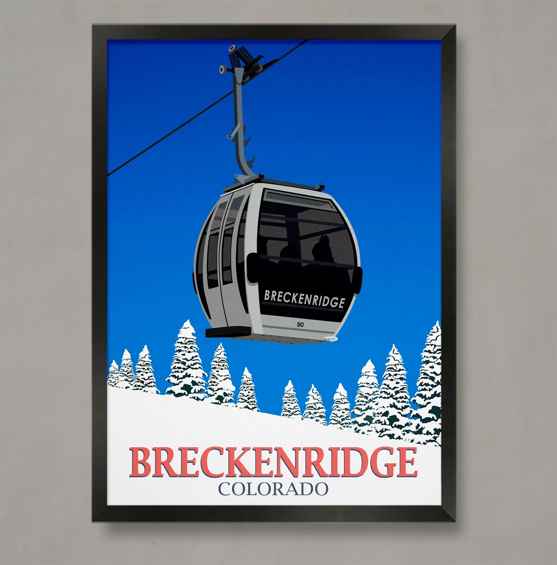 Breckenridge Ski Resort Poster, Winter Travel Print