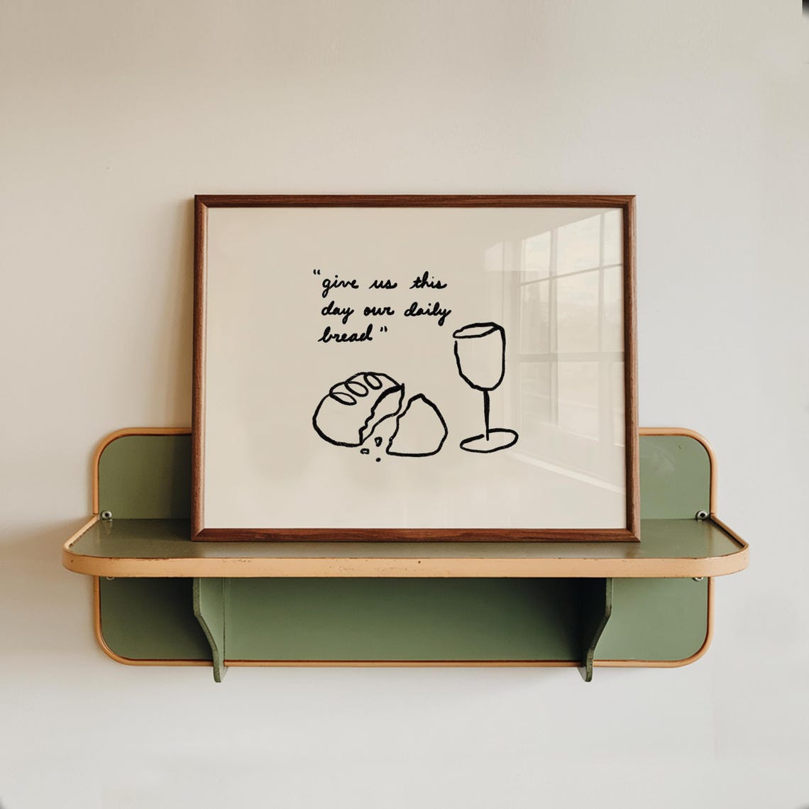 Christian Minimalist Print Daily Bread Bible Verse Art Horizontal
