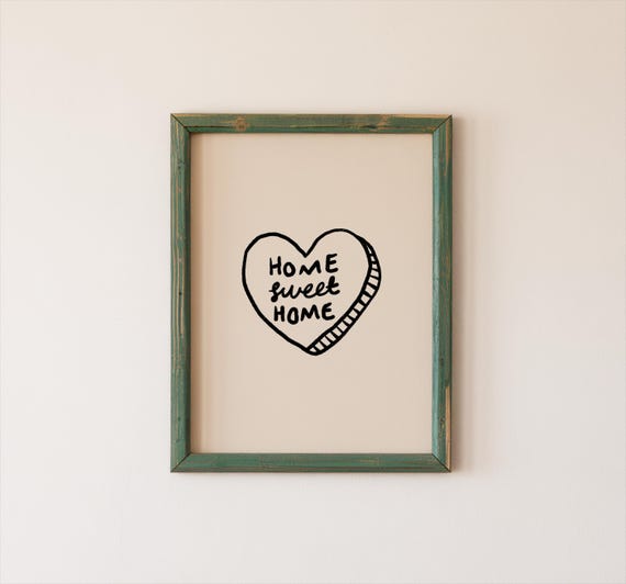 Home Sweet Print Handdrawn Minimalistic Typography Poster Vertical