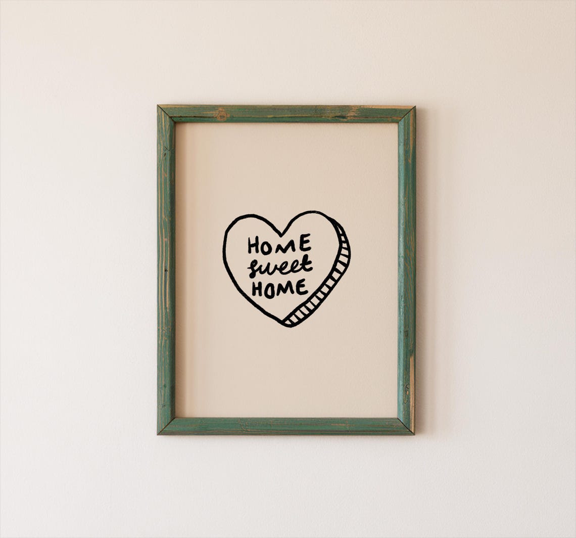 Home Sweet Print Handdrawn Minimalistic Typography Poster Vertical