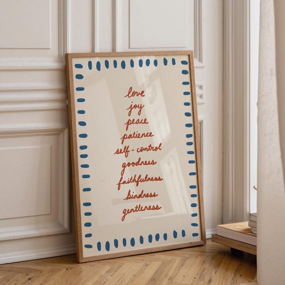 Fruits Of The Spirit Art Print Handdrawn Typography Christian Decor
