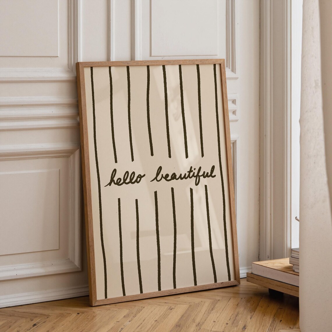 Hello Beautiful Bathroom Wall Art, Minimal Modern