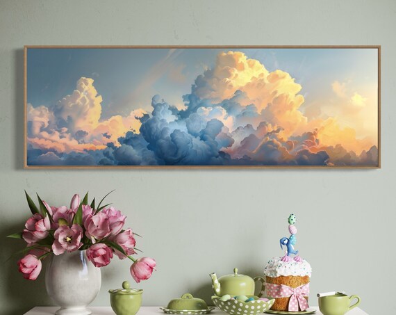 Pastel Clouds Panorama, Celestial Art Print