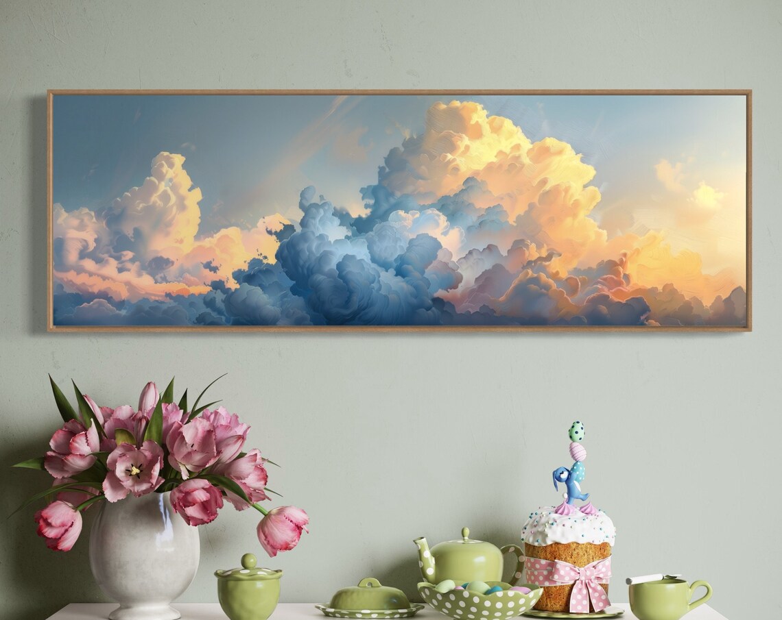 Pastel Clouds Panorama, Celestial Art Print