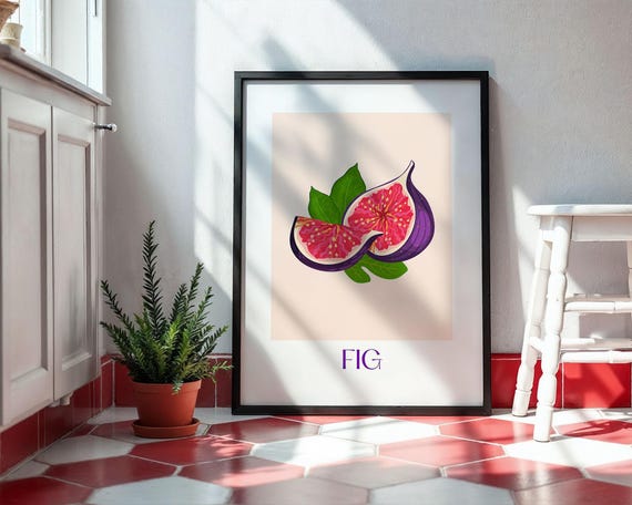 Fig Kitchen Print Colorful Fruits Market Wall Art