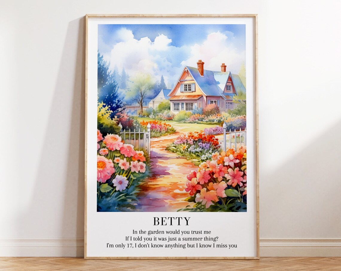 Betty Taylor Swift Cottage Garden Summer Flowers Lyric Poster