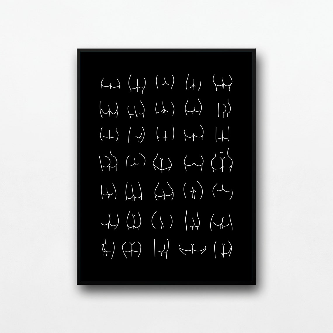 All Bums Welcome Cheeky Bathroom Butts Minimal Doodle Poster