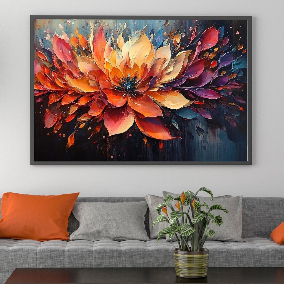 Bohemian Abstract Floral Oil Painting Art Print - Image 5