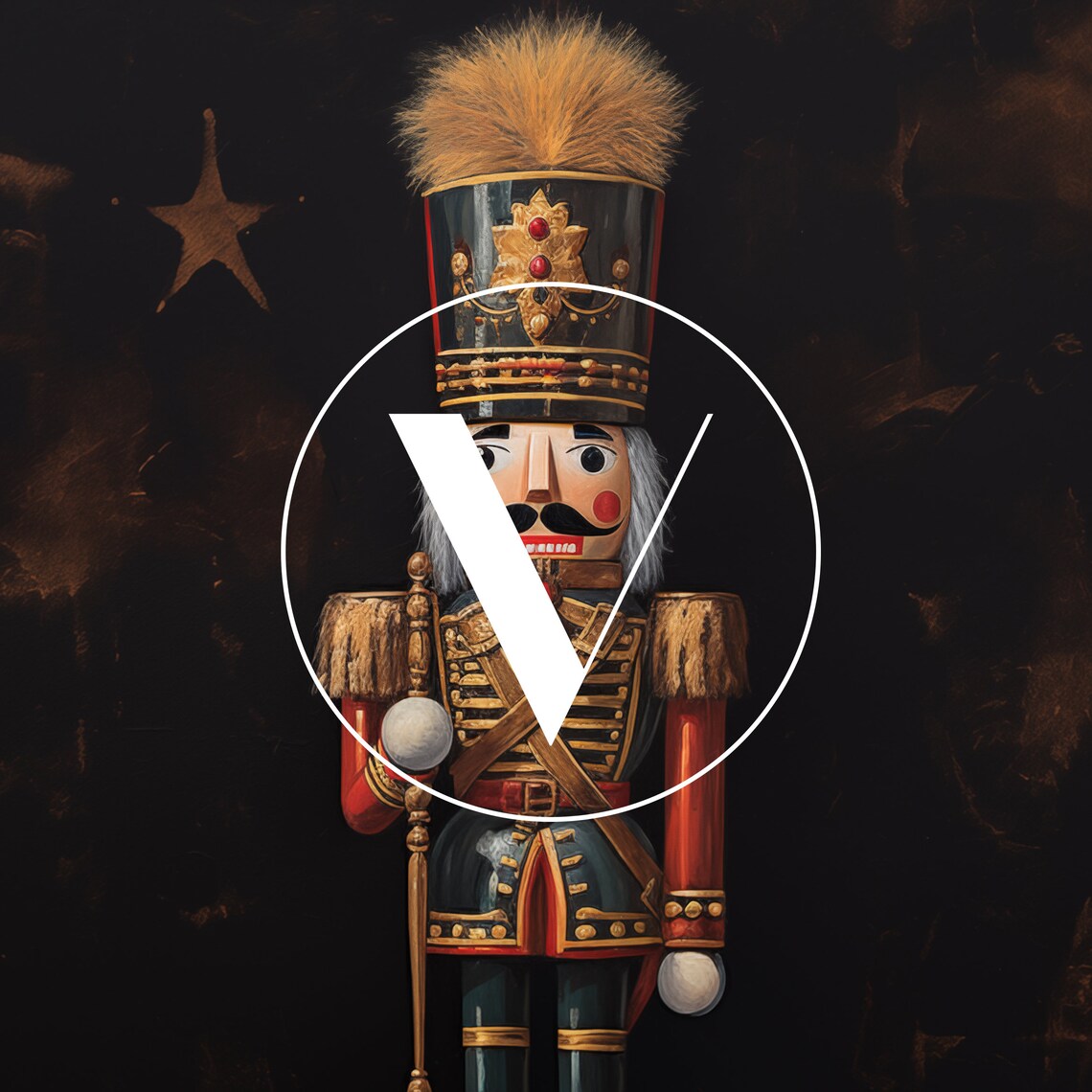 Vintage Nutcracker Christmas Art Print, Moody Neutral Holiday - Image 3