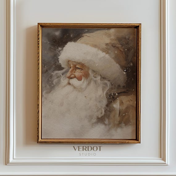 Vintage Santa Claus Christmas Wall Art, Rustic Decor