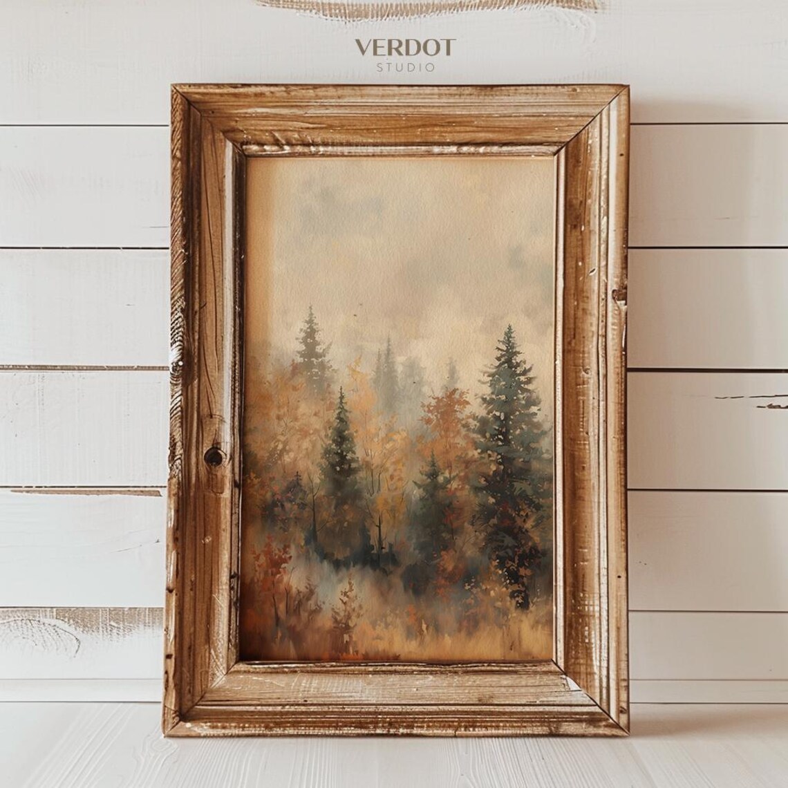 Fall Forest Art Print, Rustic Autumn Landscape
