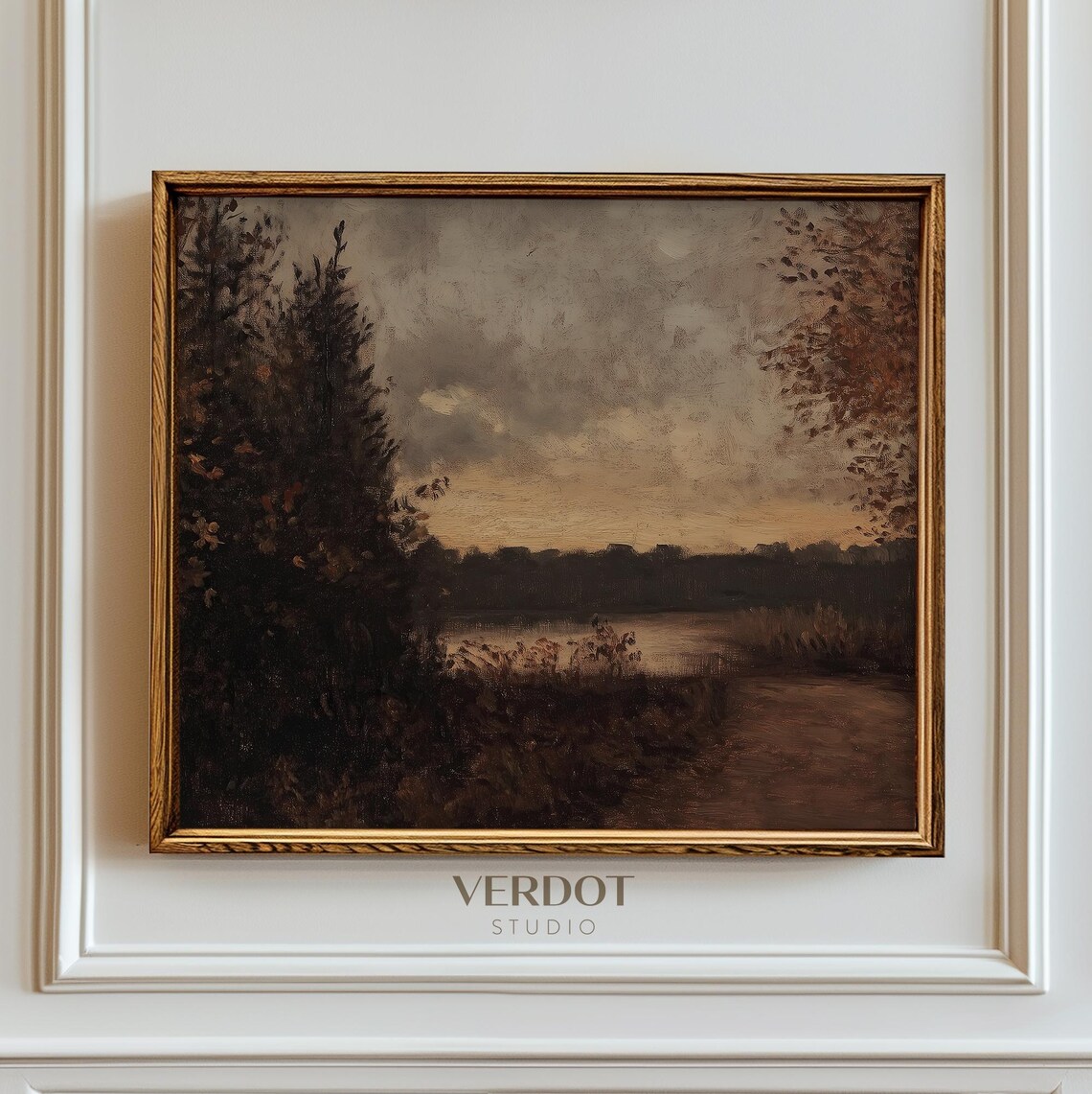 Moody Vintage Fall Landscape Art Print, Antique Scenery - Image 3