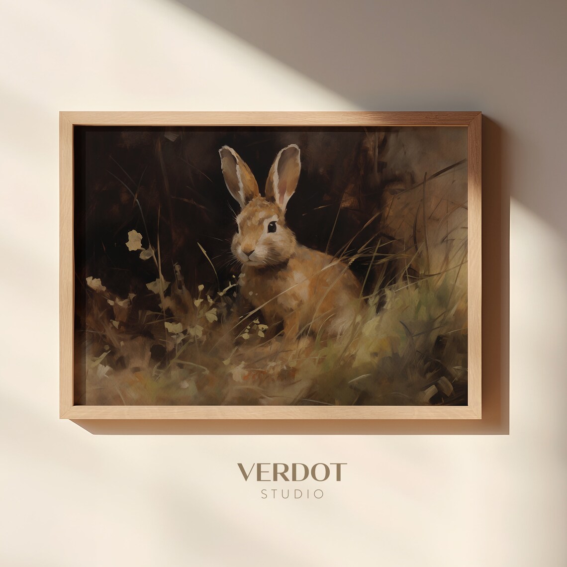 Vintage Easter Bunny Art Print, Rustic Neutral Decor - Image 3