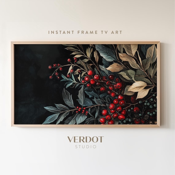 Winter Berry Christmas Vintage Holiday Botanical Art Print