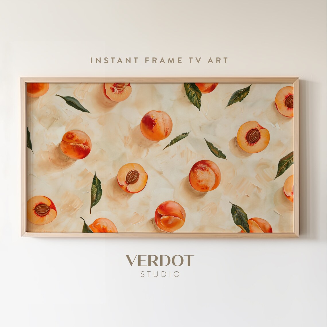 Peaches Summer Art Print, Colorful Fresh Fruit