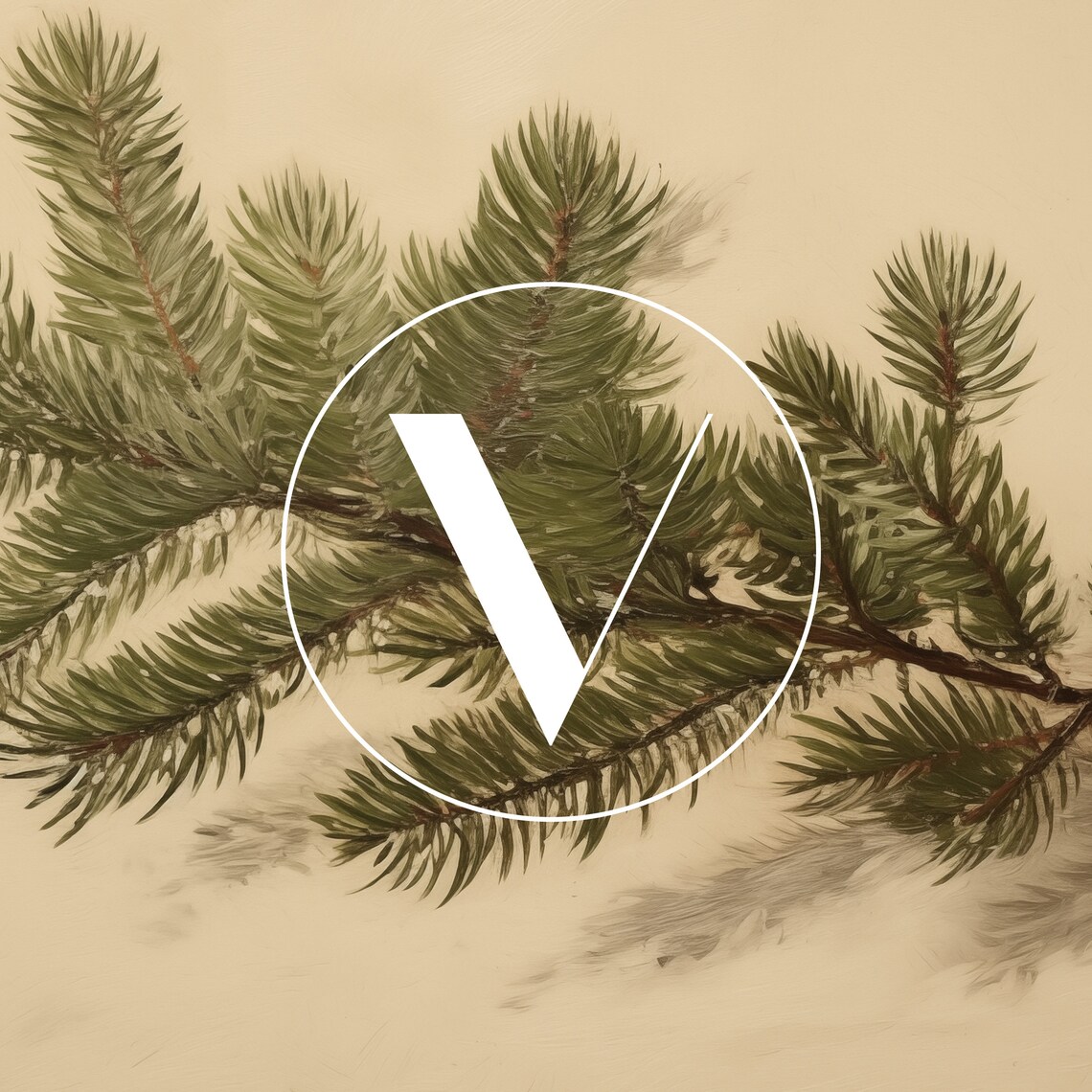 Pine Tree Branch Christmas Art Print, Vintage Evergreen - Image 3