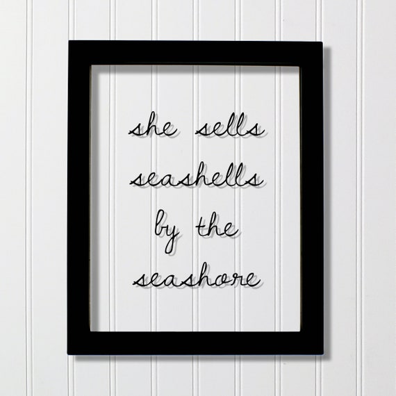 She Sells Seashells Beach Quote Kids Nursery Poster