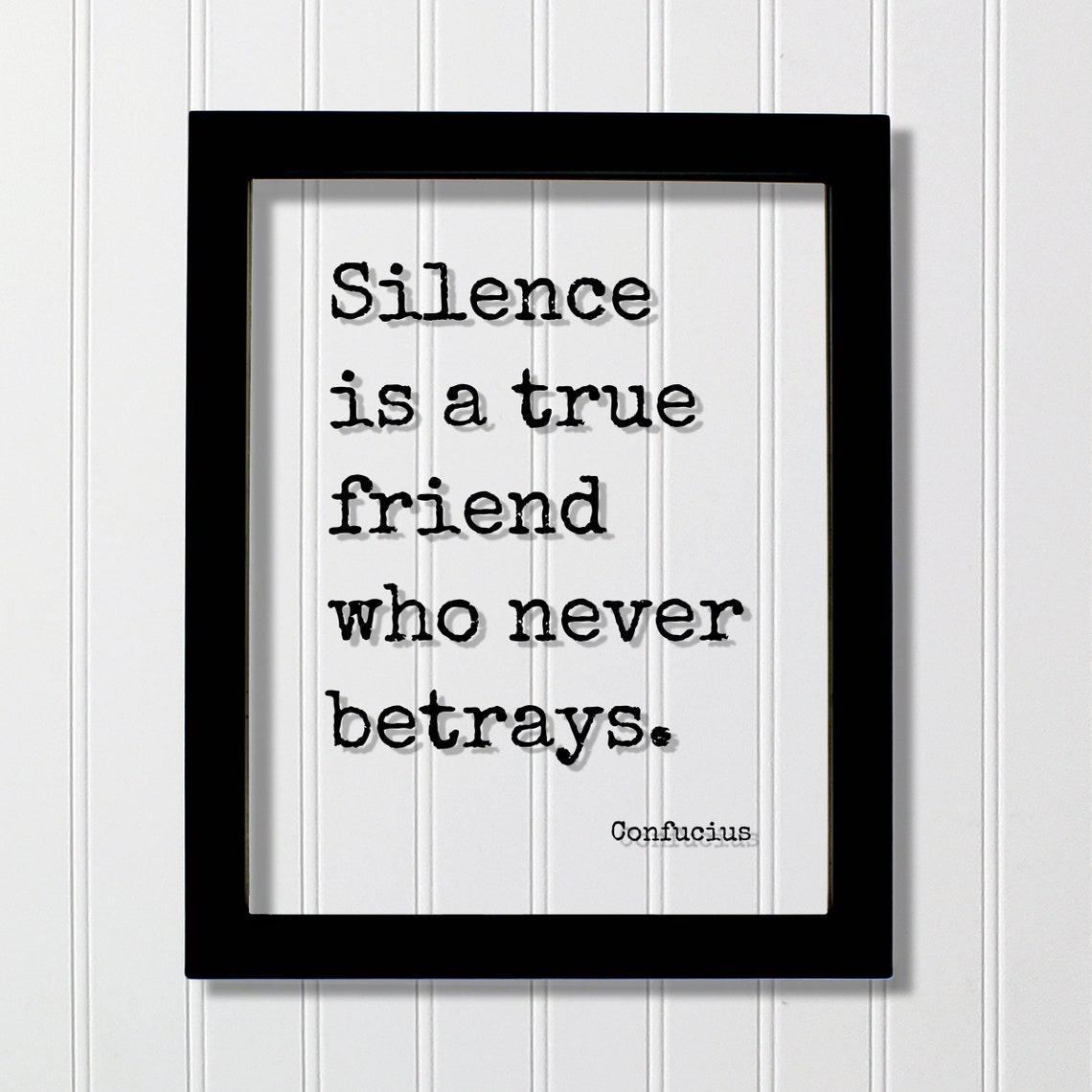Confucius Silence Is A True Friend Quote Poster In Floating Typewriter Art