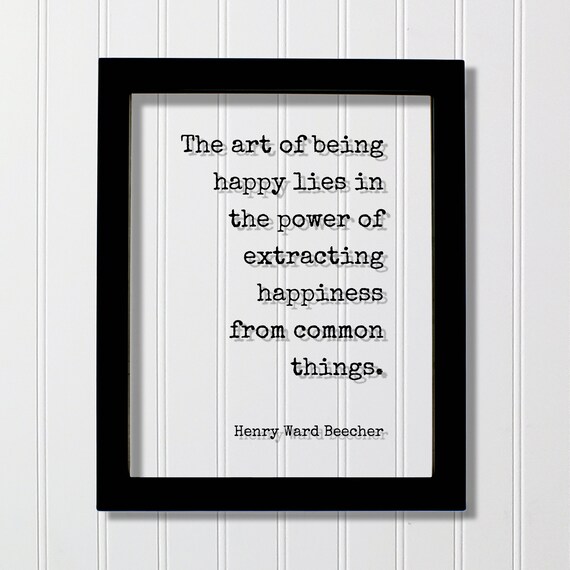 Henry Ward Beecher Happiness Quote Typography Inspirational Wall Art