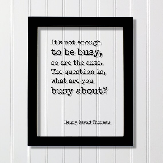 Henry David Thoreau Not Enough to Be Busy Ants Inspirational Quote Poster