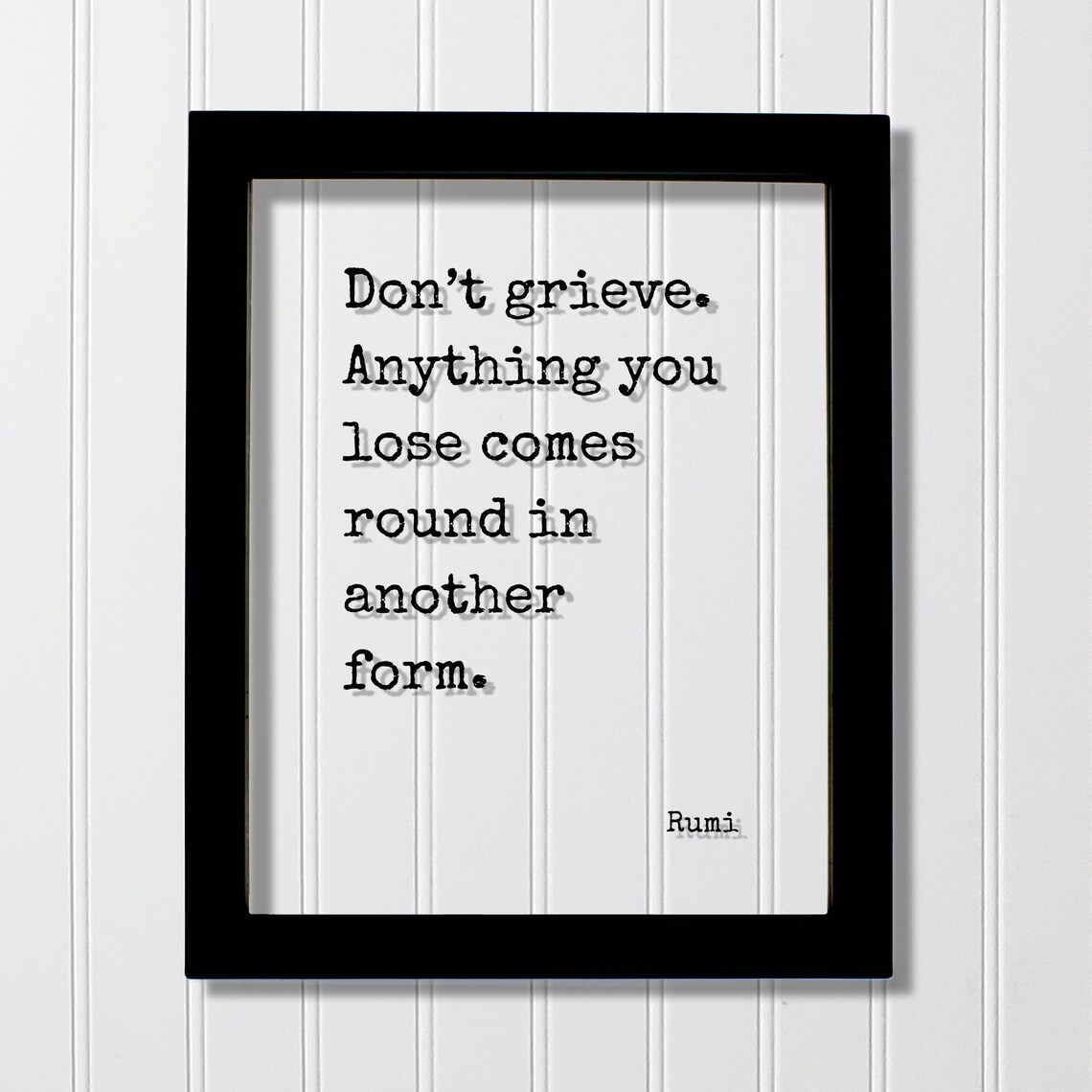 Rumi Grief Quote Black Typewriter Typography Comforting Loss Poster