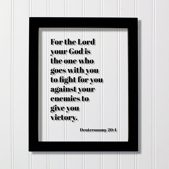 Deuteronomy 20:4 Scripture Typographic Poster Victory Bible Verse Art