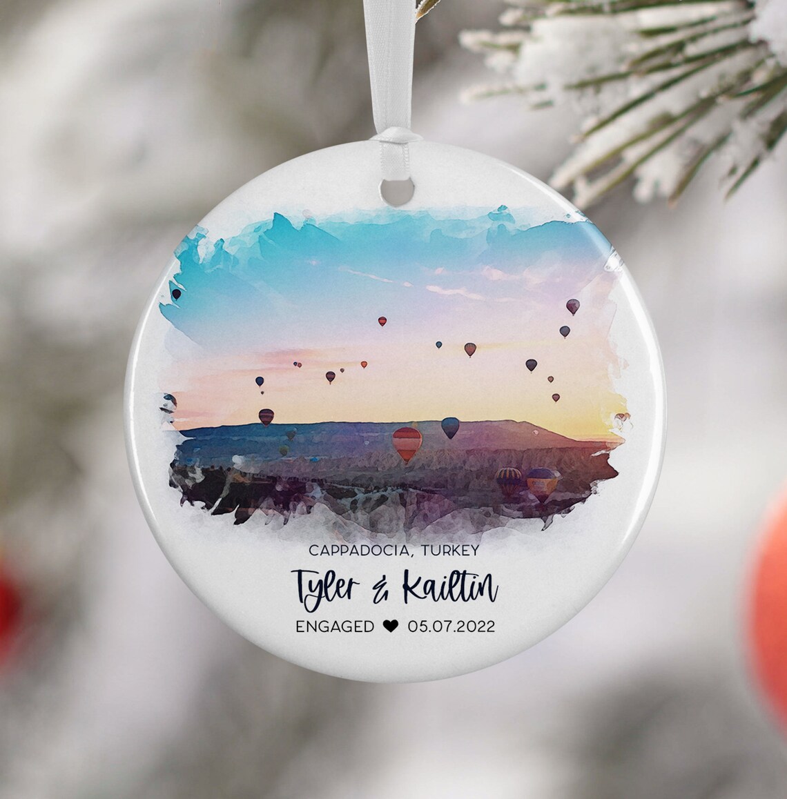 Cappadocia Hot Air Balloon Engagement Ornament, Travel Gift