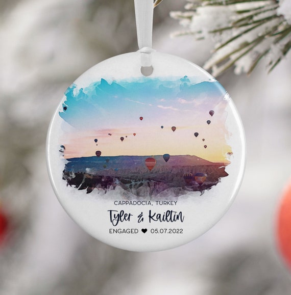 Cappadocia Hot Air Balloon Engagement Ornament, Travel Gift