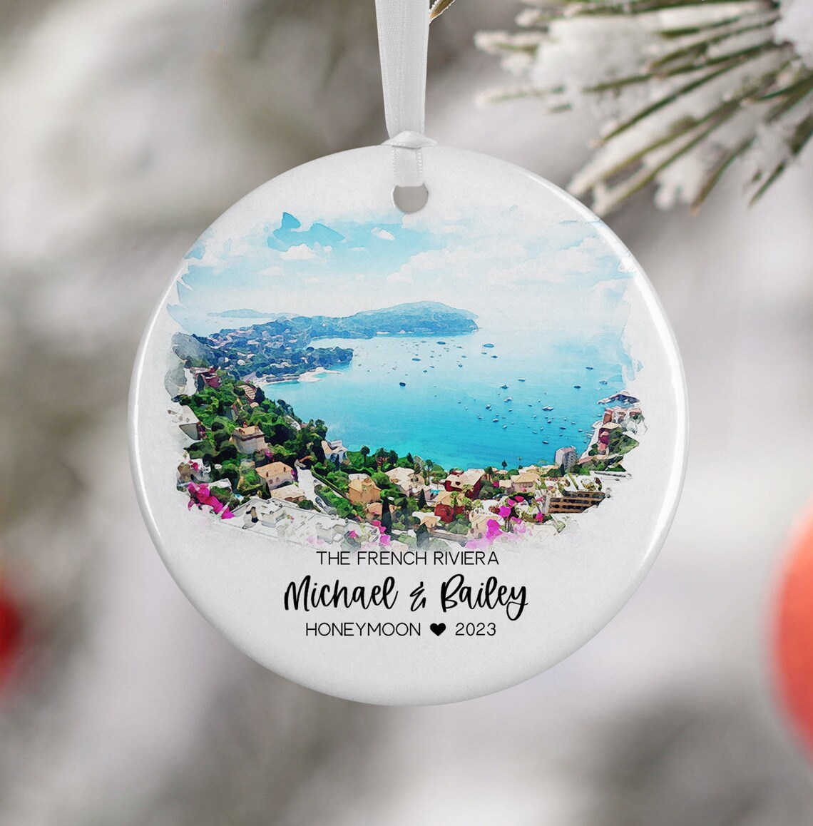 Custom French Riviera Watercolor Travel Souvenir Art Print
