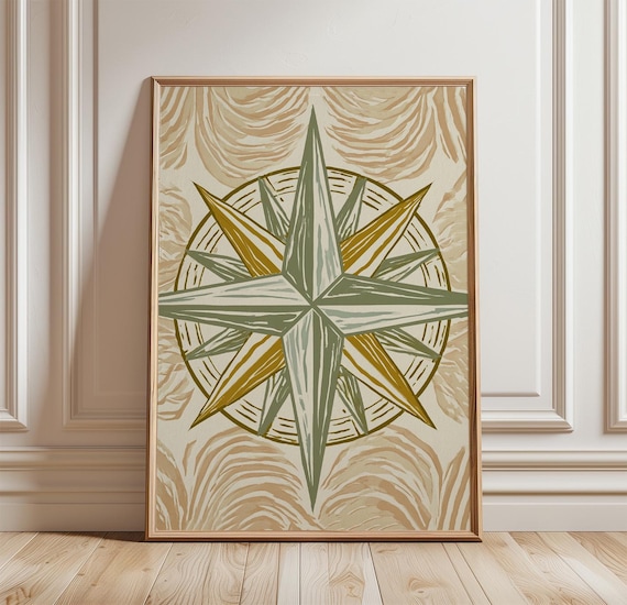 Compass Rose, Coastal Nautical Art Print