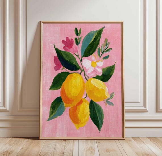 Watermelon Wall Art Summer Fruit Print Colorful Gingham Kitchen Poster Pink Food Modern Playful Picnic Decor