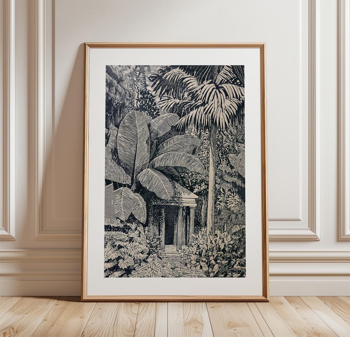 Tropical Jungle Botanical Temple, Wall Art Print