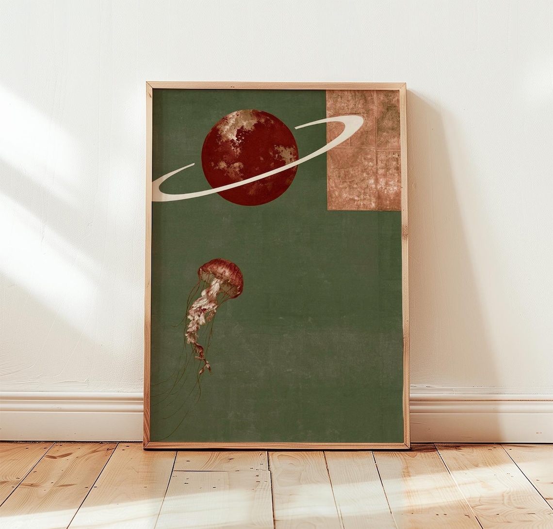 Surreal Space Jellyfish, Celestial Cosmic Art Print