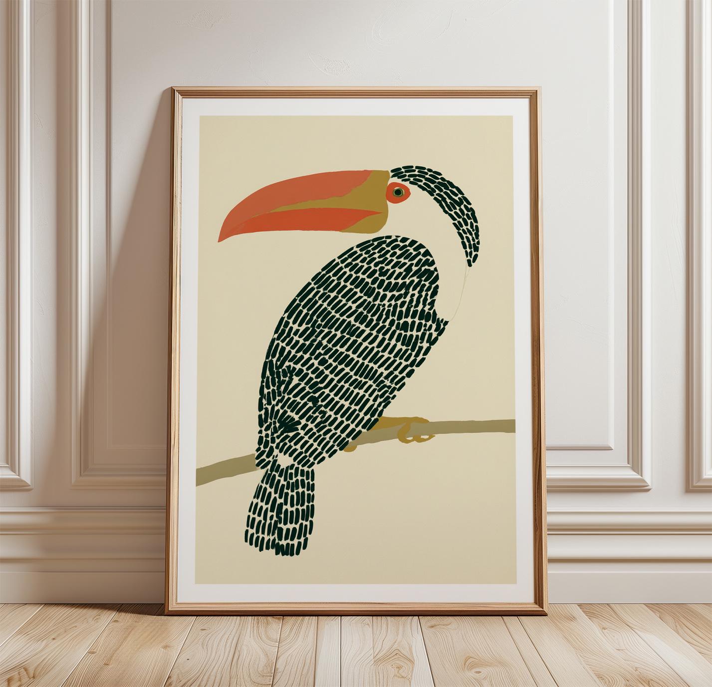 Toucan Bird Poster, Tropical Minimalist Art Print