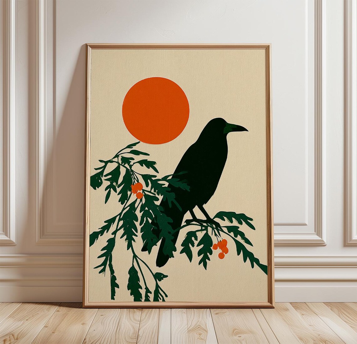Rook Bird, Black Linocut Botanical Art Print
