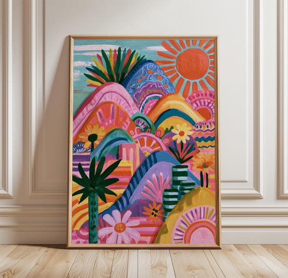 Abstract Landscape, Maximalist Mountain Art Print