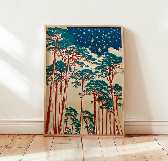 Blue Pine Forest, Green Woodland Poster
