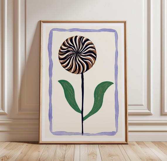 Burdock Flower Botanical Monoprint Poster