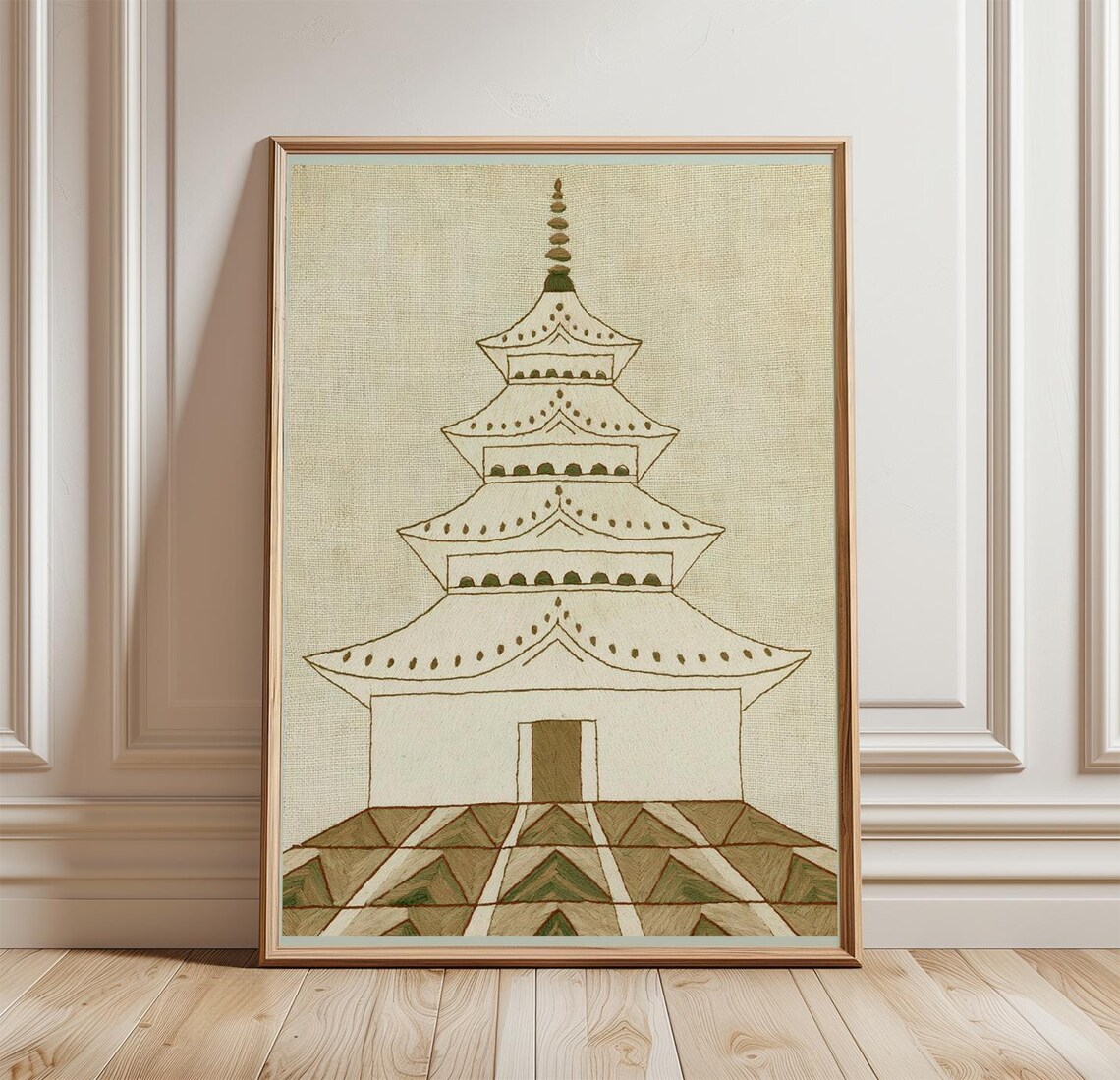 Japanese Pagoda, Minimal Temple Art Print