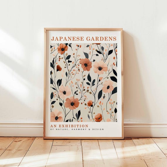 Japanese Gardens Exhibition Burnt Orange Poppy Botanical Poster